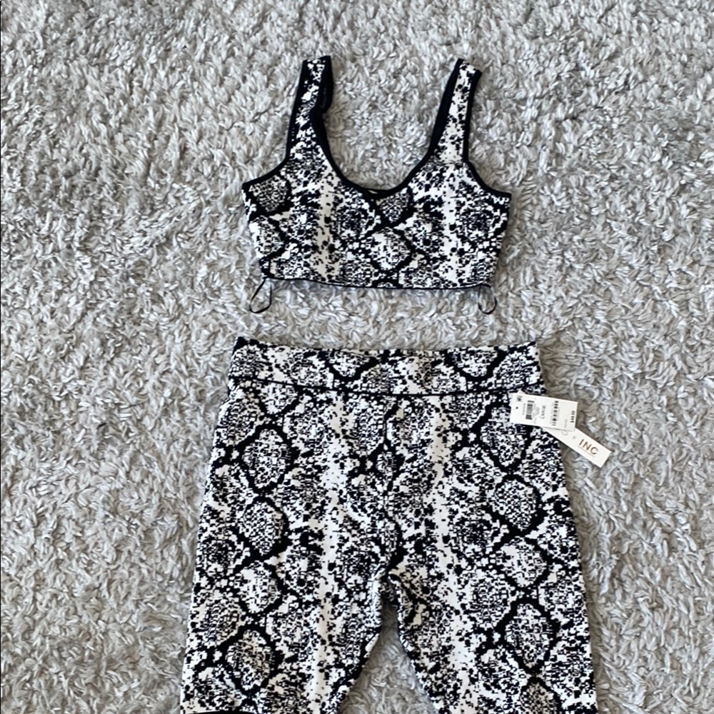 IMG Snake Print Crop Top and Leggings Set